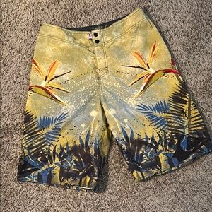 Vintage Quiksilver Tropical Print Board Shorts 30”